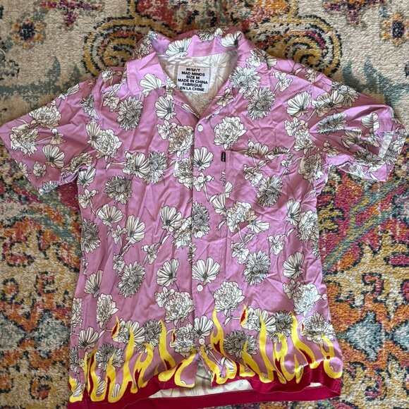 Men's Mad Minds Colorful Short-sleeve Button-down Short Sleeve Shirt - M - Picture 1 of 3